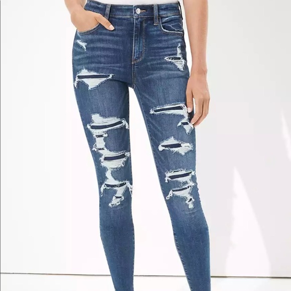 American Eagle Outfitters Denim - American Eagle Next Level Stretch Distressed Patch Jegging Size 8 Long